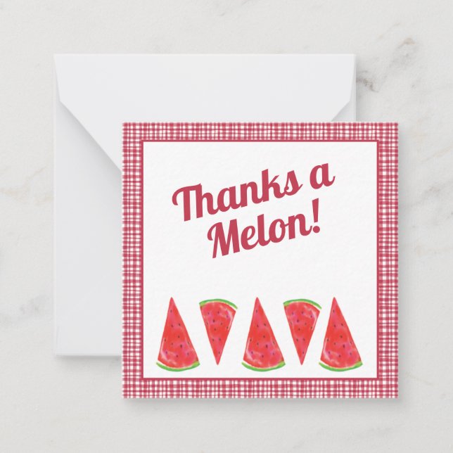 Tarjeta Pequeña Gracias A Un Cliente De Melón Watermelón Gracias (Anverso)