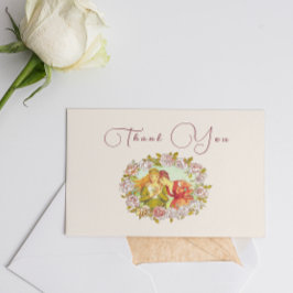 Tarjeta Pequeña Gracias a Vintage Art Nouveau LGBTQ Dos novias