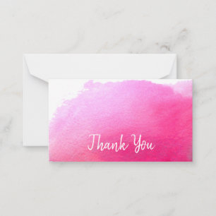 Tarjeta Pequeña Gracias arte moderno de color rosa