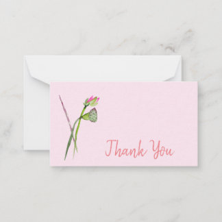 Tarjeta Pequeña Gracias arte moderno de flores de loto acuarela