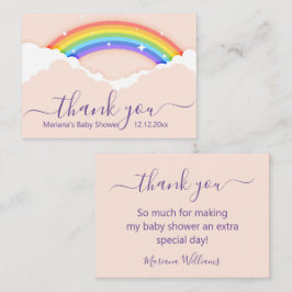 Tarjeta Pequeña gracias bebé ducha arco iris púrpura rosa