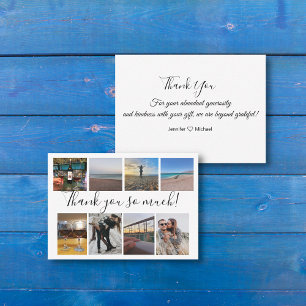 Tarjeta Pequeña gracias boda 8 fotos collage personalizado chic 