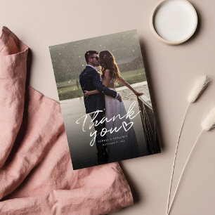 Tarjeta Pequeña Gracias Boda con letras de mano