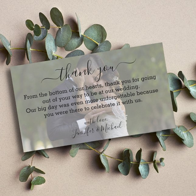 Tarjeta Pequeña gracias, boda de caligrafía moderna foto desvaneci (Subido por el creador)