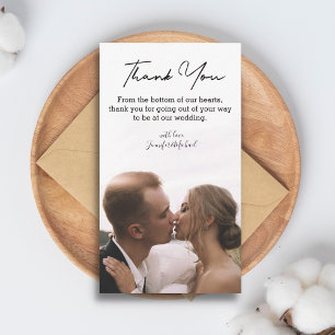 Tarjeta Pequeña gracias boda de escritura a mano de moda minimalis