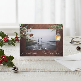 Tarjeta Pequeña Gracias Boda de fotos Wood Navidades de invierno