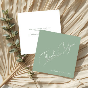 Tarjeta Pequeña Gracias, Boda verde verde de presupuesto Minimalis
