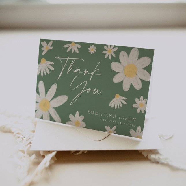 Tarjeta Pequeña Gracias Card Sage Green Daisy (Subido por el creador)