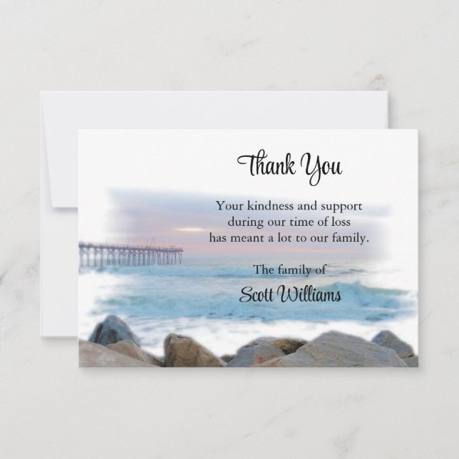 Tarjeta Pequeña Gracias Cartas Funerales, El muelle, El Bereavemen (Anverso)