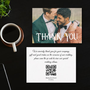 Tarjeta Pequeña gracias código qr de la foto del boda gay