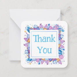 Tarjeta Pequeña Gracias con postres azules