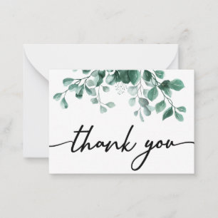 Tarjeta Pequeña gracias con Watercolor Eucalyptus Greenery