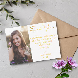 Tarjeta Pequeña gracias dulce foto de oro de 16 cumpleaños