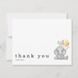 Tarjeta Pequeña Gracias Elefante Amarillo Cute Género Neutral
