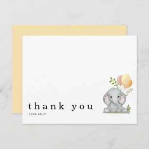 Tarjeta Pequeña Gracias Elefante Amarillo Cute Género Neutral