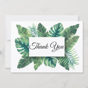 Tarjeta Pequeña gracias, elegante boda de hojas de palma verde