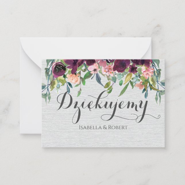 Tarjeta Pequeña Gracias en polaco DziękujæMuchas gracias Polonia (Anverso)