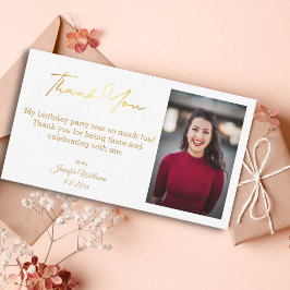 Tarjeta Pequeña gracias feliz cumpleaños moda de fotos de oro
