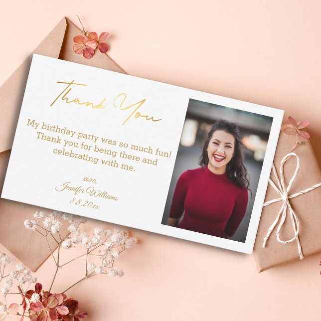 Tarjeta Pequeña gracias feliz cumpleaños moda de fotos de oro (Subido por el creador)