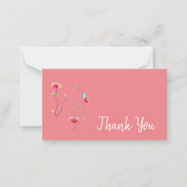 Tarjeta Pequeña Gracias flores de acuarela adorables arte abstract (Anverso)