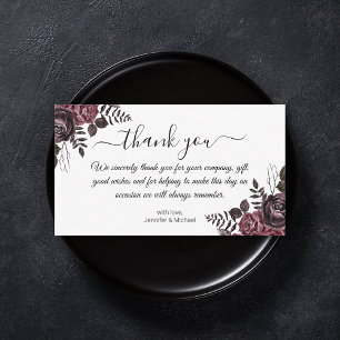 Tarjeta Pequeña gracias gótico floral boda moderno