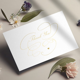 Tarjeta Pequeña Gracias guión oro simple elegante