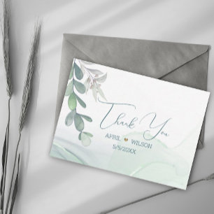 Tarjeta Pequeña Gracias hojas de color agua Eucalyptus