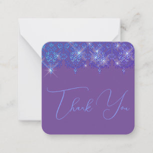 Tarjeta Pequeña Gracias, luce azul y violeta, elegante chispa