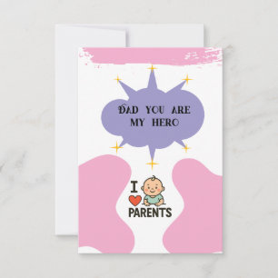 Tarjeta Pequeña Gracias, mamá y papá - Día mundial de los padres