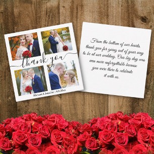 Tarjeta Pequeña gracias, mínimo 4 boda de collage de fotos