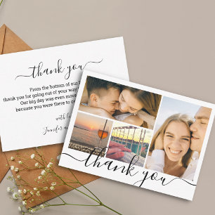 Tarjeta Pequeña gracias moda letra 4 boda de collage de fotos