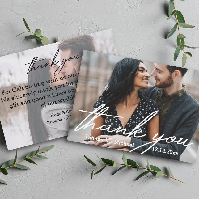 Tarjeta Pequeña gracias, moderna moda de escritura a mano boda 2 f (Subido por el creador)