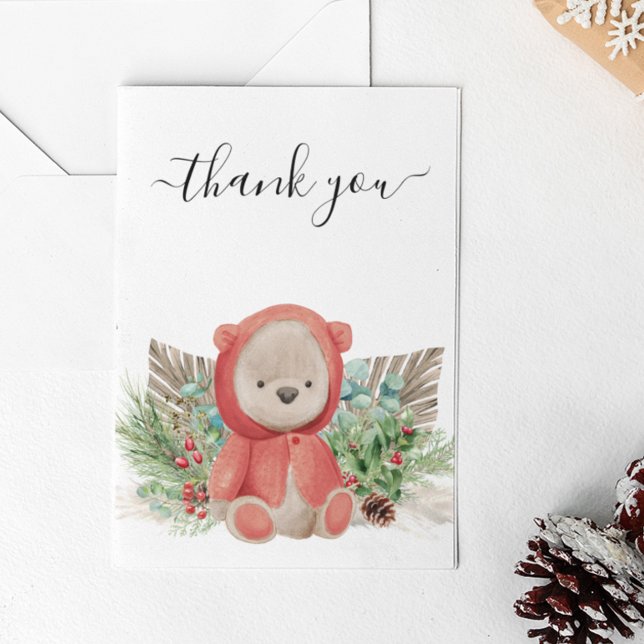 Tarjeta Pequeña Gracias Navidades Baby Bear Shower Boho (Subido por el creador)