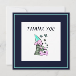 Tarjeta Pequeña Gracias Navy Blue Floral Cute Dog