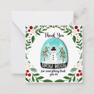 Tarjeta Pequeña gracias nieve mucho por todo lo que hace navidad
