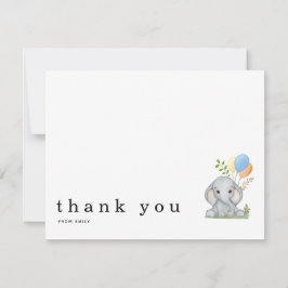 Tarjeta Pequeña Gracias niño pequeño elefante azul