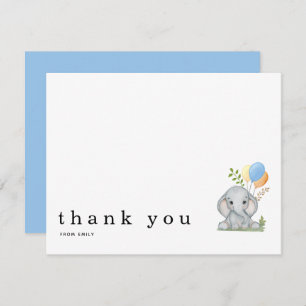 Tarjeta Pequeña Gracias niño pequeño elefante azul