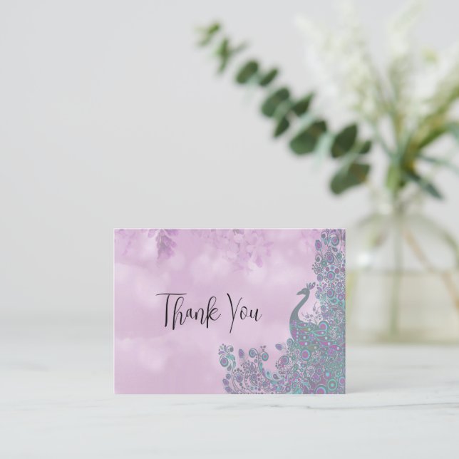 Tarjeta Pequeña Gracias Peacock (Anverso de pie)