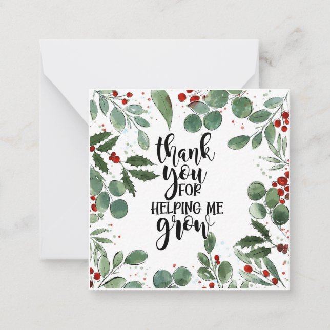 Tarjeta Pequeña gracias por ayudarme a los Navidades adultos (Anverso)