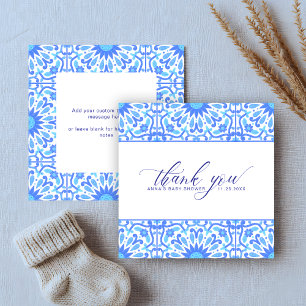 Tarjeta Pequeña Gracias por el Baby Shower Blue Tile presupuestal