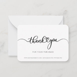 Tarjeta Pequeña Gracias por el sencillo guión de logotipo comercia