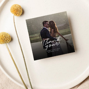 Tarjeta Pequeña Gracias por foto manuscrita de día de bodas