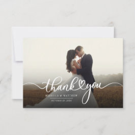 Tarjeta Pequeña Gracias por foto manuscrita de día de bodas