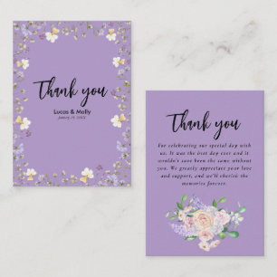 Tarjeta Pequeña Gracias por la boda floral de verano de flor silve