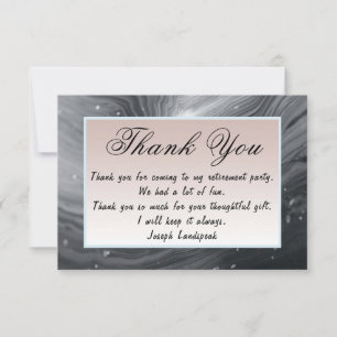 Tarjeta Pequeña Gracias por la Jubilación de Mármol Gris y Marrón