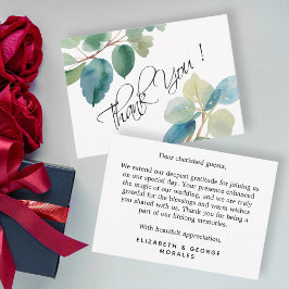 Tarjeta Pequeña Gracias por la vegetación de eucalipto exuberante