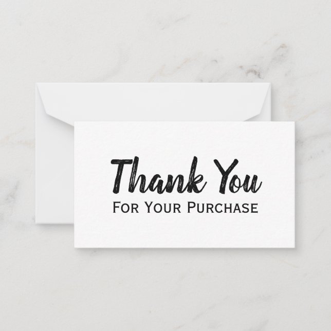 Tarjeta Pequeña Gracias Por Su Compra De Un Guión Mínimo Moderno (Anverso)