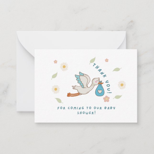 Tarjeta Pequeña Gracias por venir a nuestro Baby Shower (Anverso)