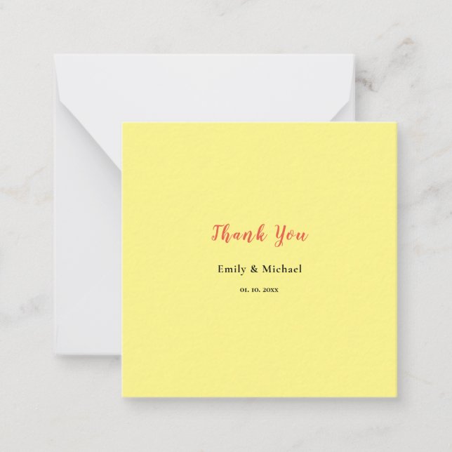 Tarjeta Pequeña Gracias Profesional Elegante Y Amarillo Claro (Anverso)