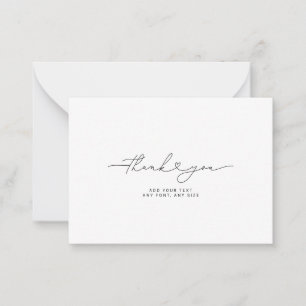 Tarjeta Pequeña Gracias Script Heart Elegant 3,5"X2.5"